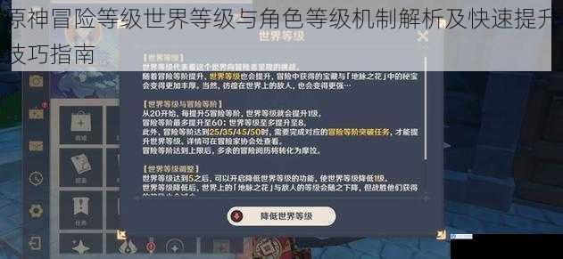 原神冒险等级世界等级与角色等级机制解析及快速提升技巧指南