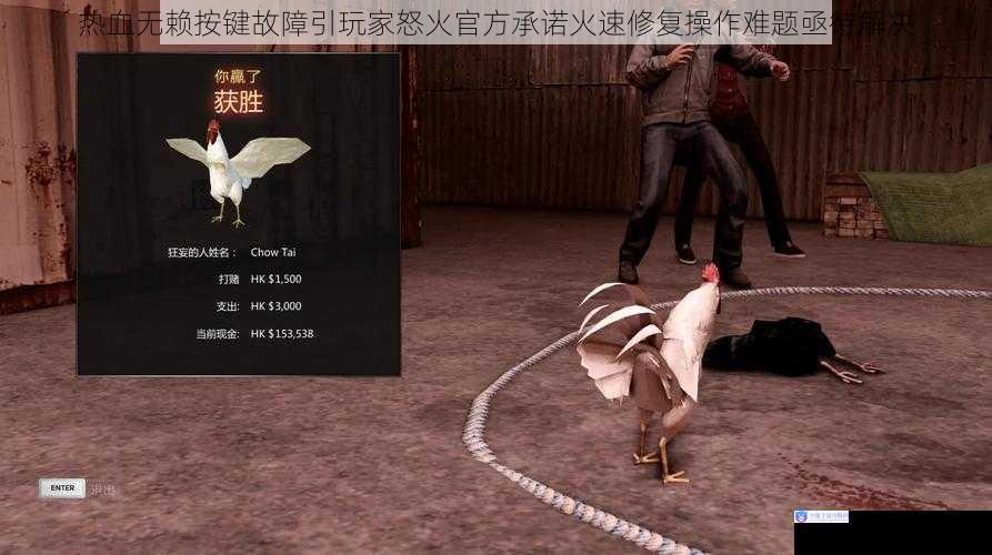 热血无赖按键故障引玩家怒火官方承诺火速修复操作难题亟待解决