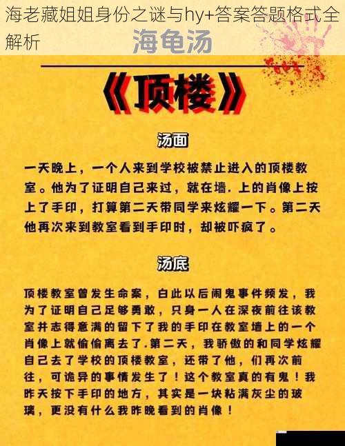 海老藏姐姐身份之谜与hy+答案答题格式全解析