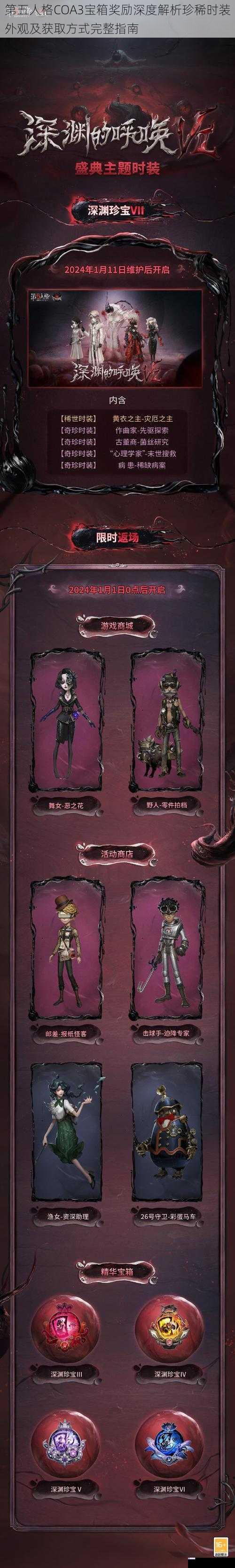 第五人格COA3宝箱奖励深度解析珍稀时装外观及获取方式完整指南
