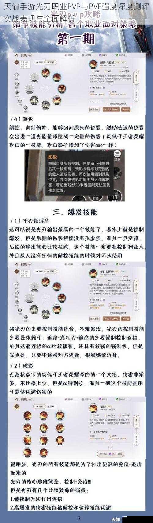 天谕手游光刃职业PVP与PVE强度深度测评实战表现与全面解析