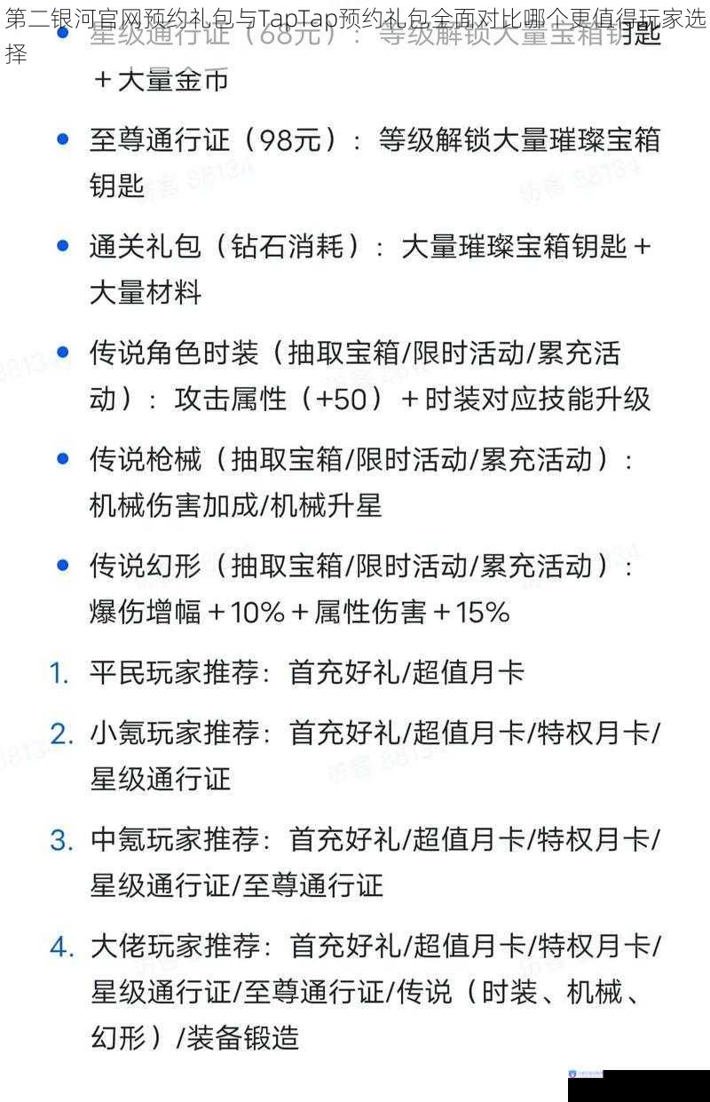 第二银河官网预约礼包与TapTap预约礼包全面对比哪个更值得玩家选择