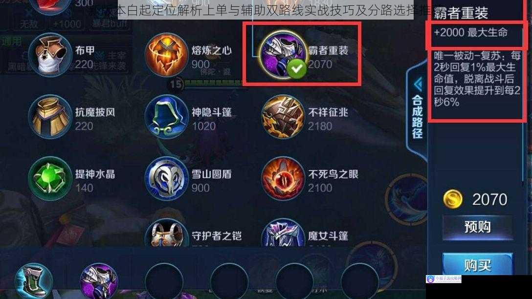 新版本白起定位解析上单与辅助双路线实战技巧及分路选择推荐