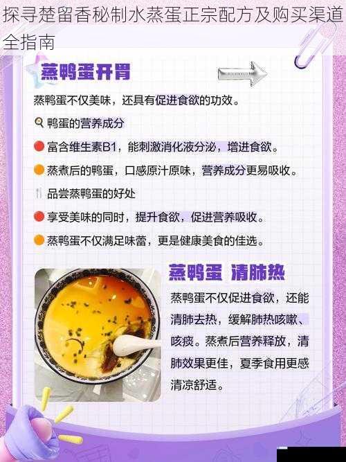 探寻楚留香秘制水蒸蛋正宗配方及购买渠道全指南