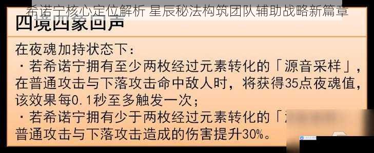 希诺宁核心定位解析 星辰秘法构筑团队辅助战略新篇章