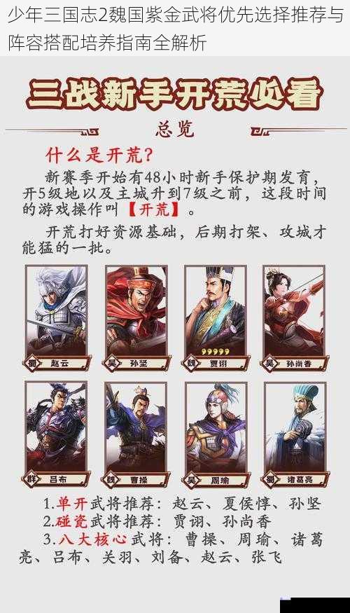 少年三国志2魏国紫金武将优先选择推荐与阵容搭配培养指南全解析