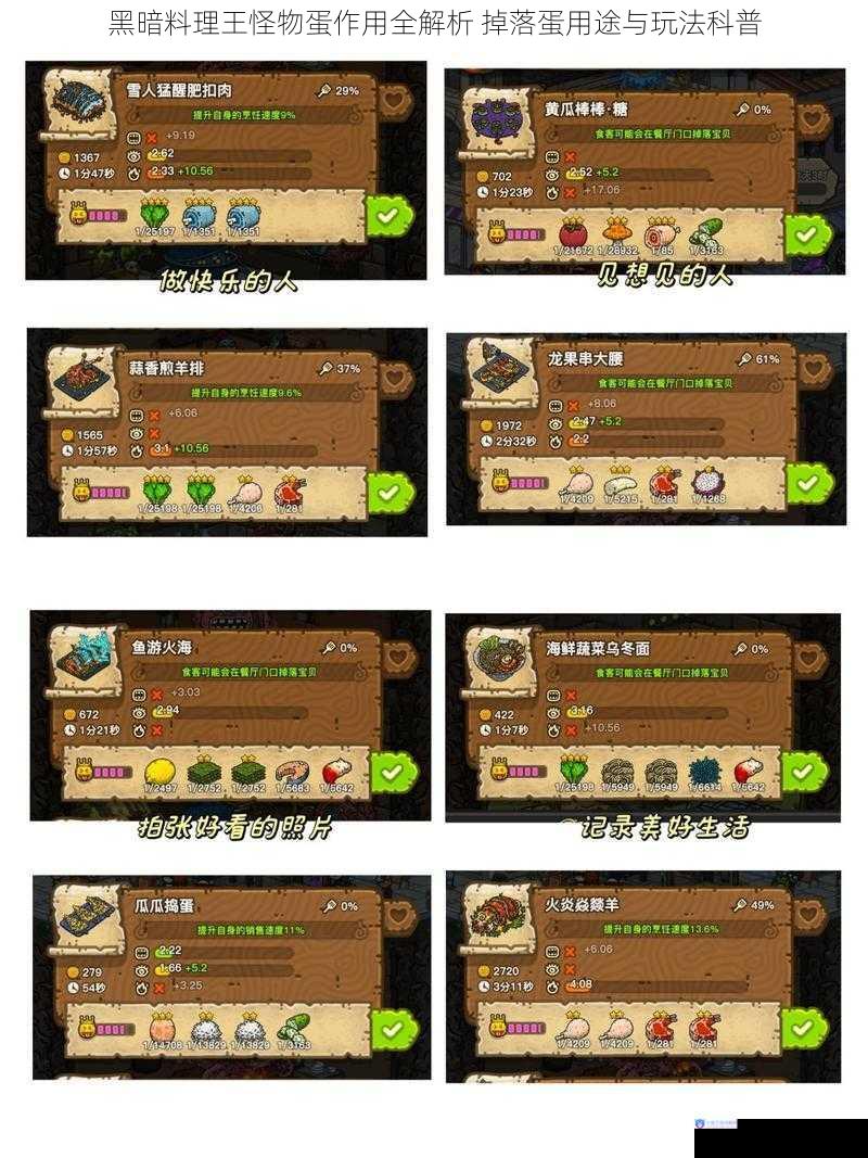 黑暗料理王怪物蛋作用全解析 掉落蛋用途与玩法科普