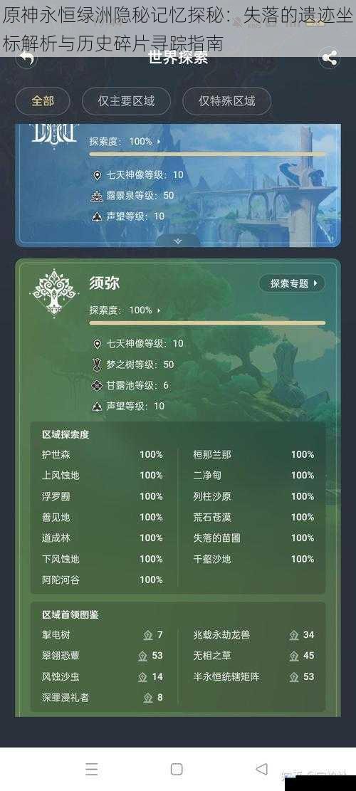 原神永恒绿洲隐秘记忆探秘：失落的遗迹坐标解析与历史碎片寻踪指南