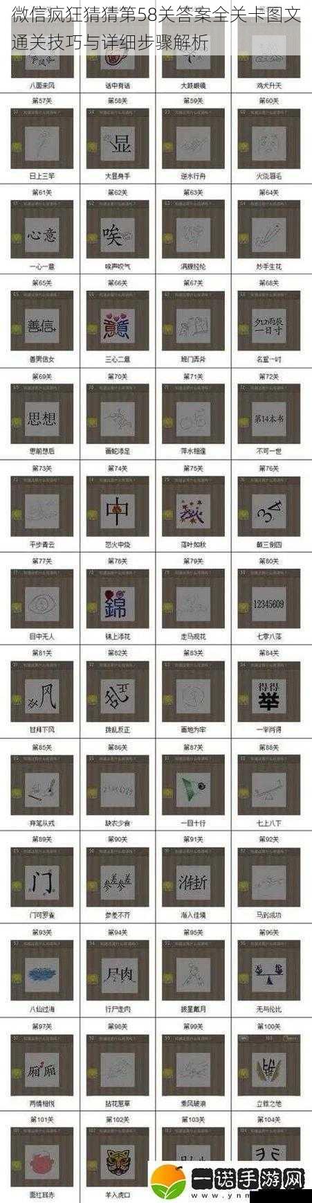 微信疯狂猜猜第58关答案全关卡图文通关技巧与详细步骤解析