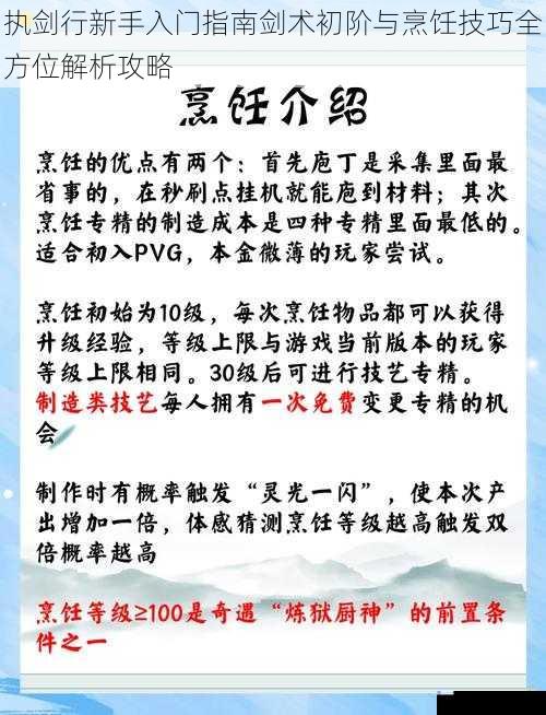 执剑行新手入门指南剑术初阶与烹饪技巧全方位解析攻略