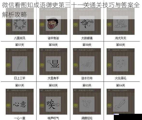 微信看图知成语御史第三十一关通关技巧与答案全解析攻略
