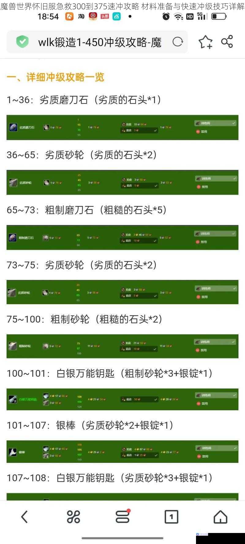 魔兽世界怀旧服急救300到375速冲攻略 材料准备与快速冲级技巧详解