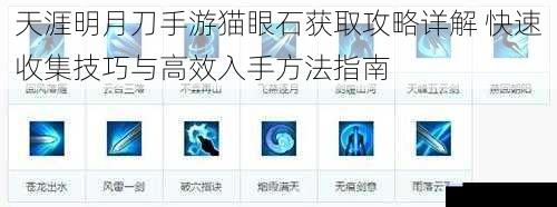 天涯明月刀手游猫眼石获取攻略详解 快速收集技巧与高效入手方法指南